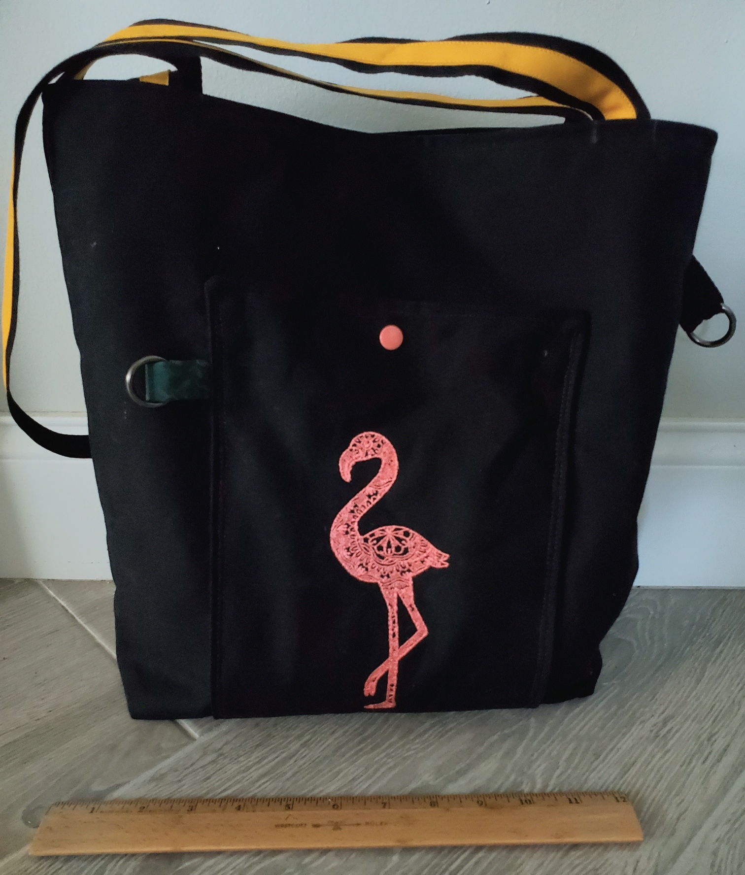 Flamingo-tropical-tote-bag-back-Jen's-Bag-embroidered-bag